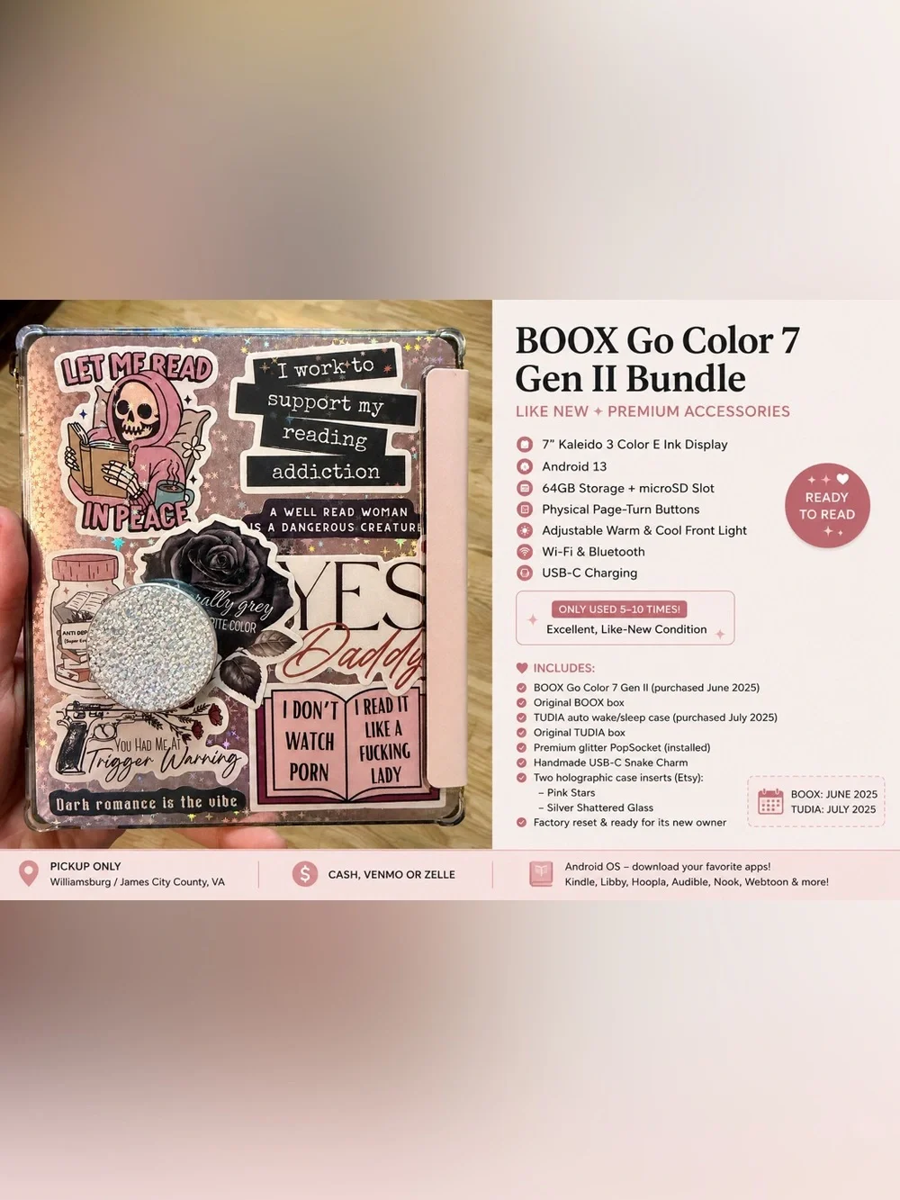 BOOX Go Color 7 Gen II Bundle - Like New - TUDIA Case & Extras